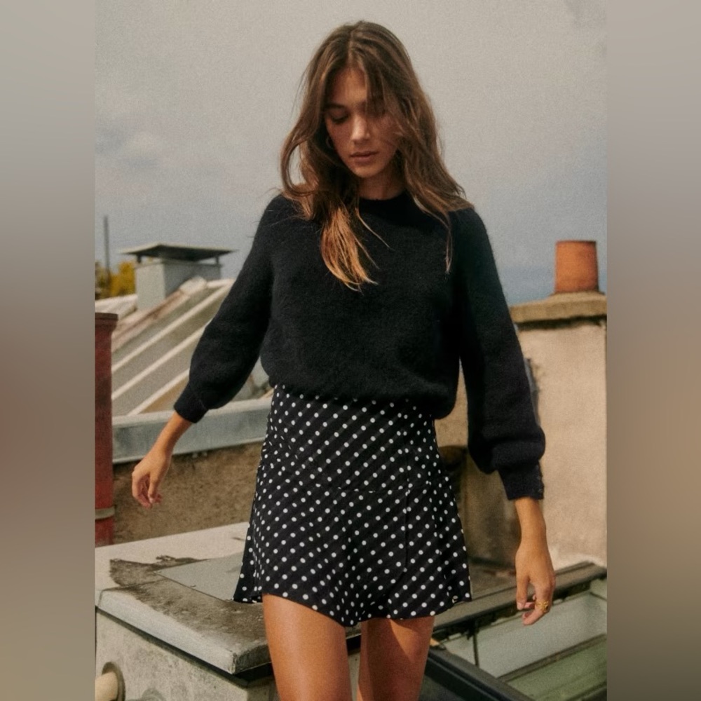 BCBG Black Polka Dot Mini Skirt